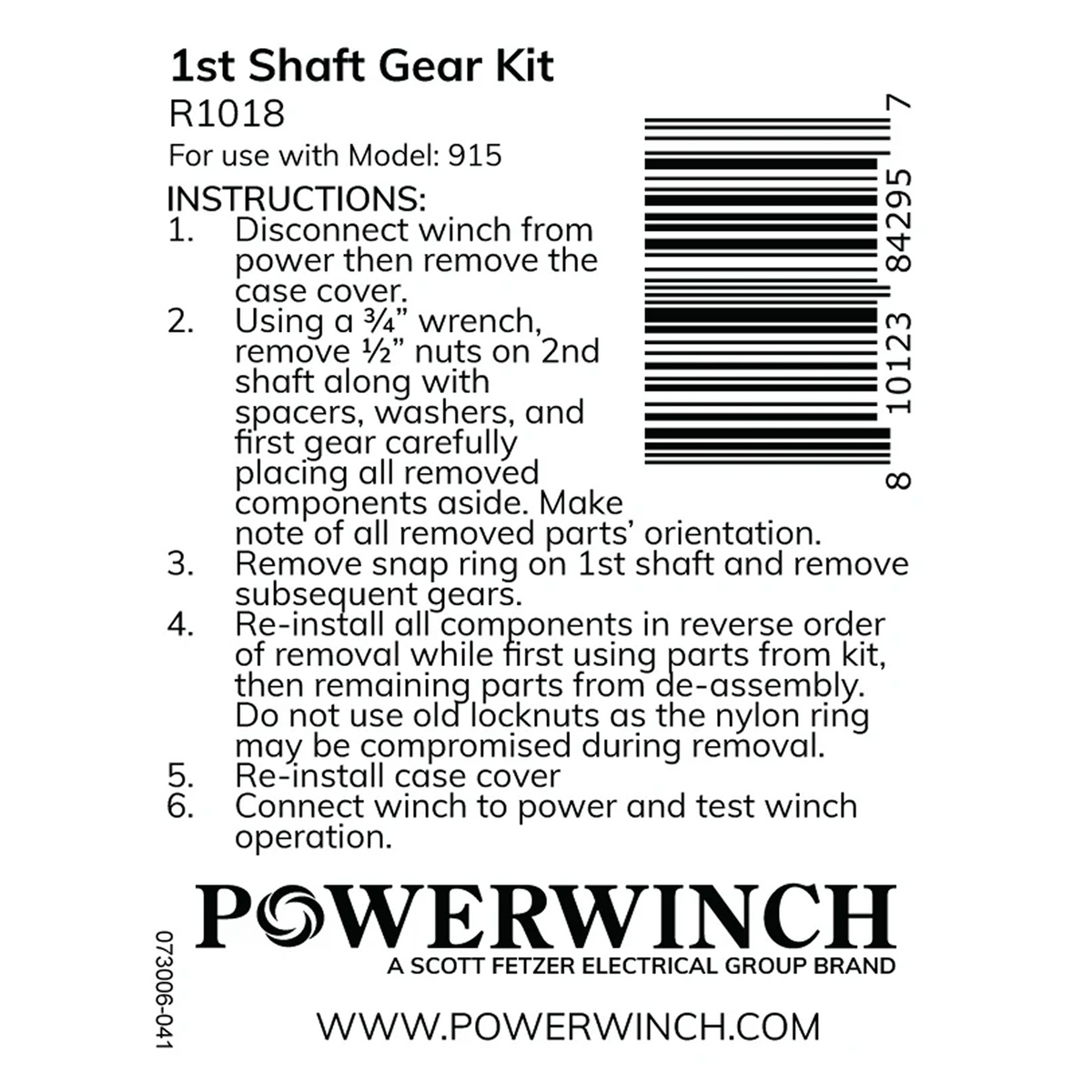 Powerwinch 1st Shaft Gear Kit - 915 - R1018