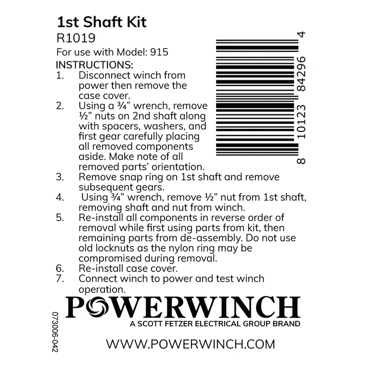 Powerwinch 1st Shaft Kit - 915 - R1019