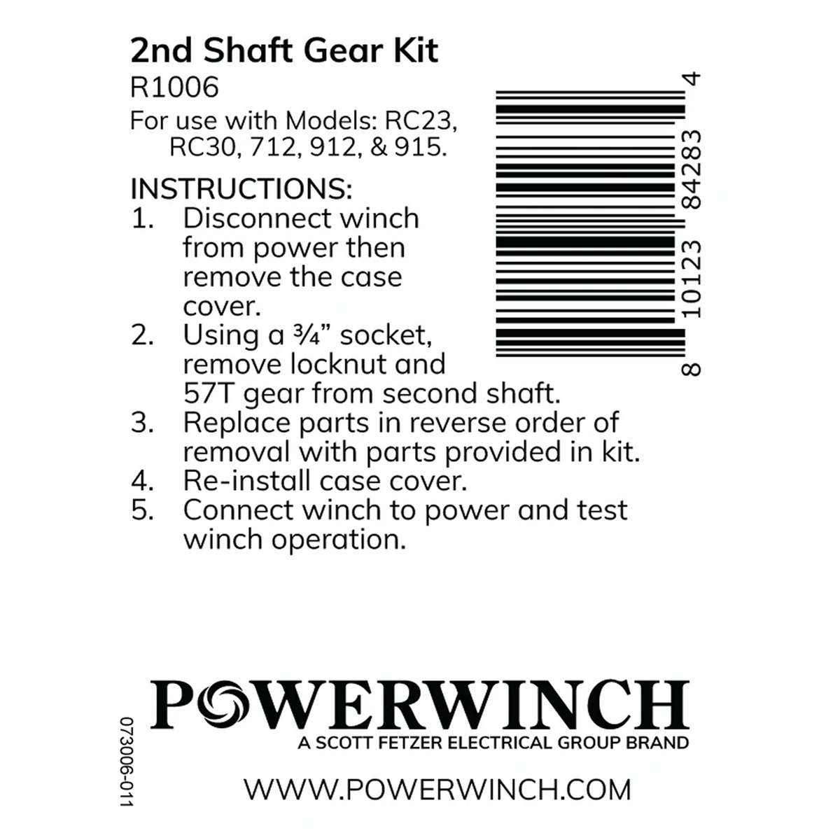 Powerwinch 2nd Shaft - 57t Gear Kit - RC23, RC30, 712, 912, 915 - R1006