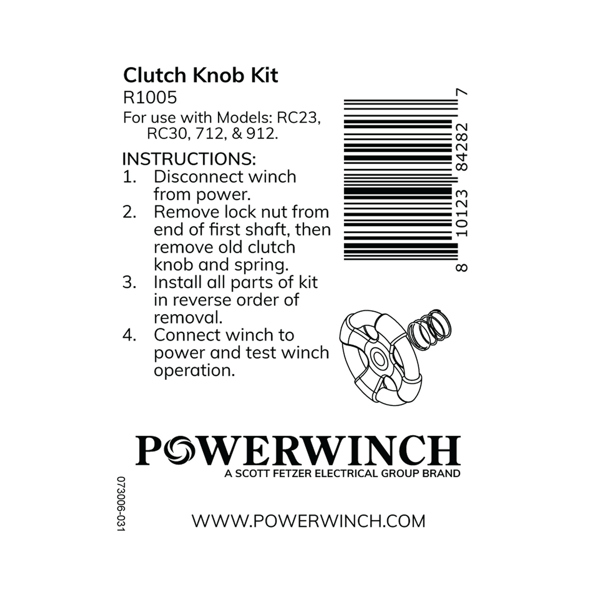 Powerwinch Clutch Knob Kit - RC23, RC30, 712, 912 - R1005