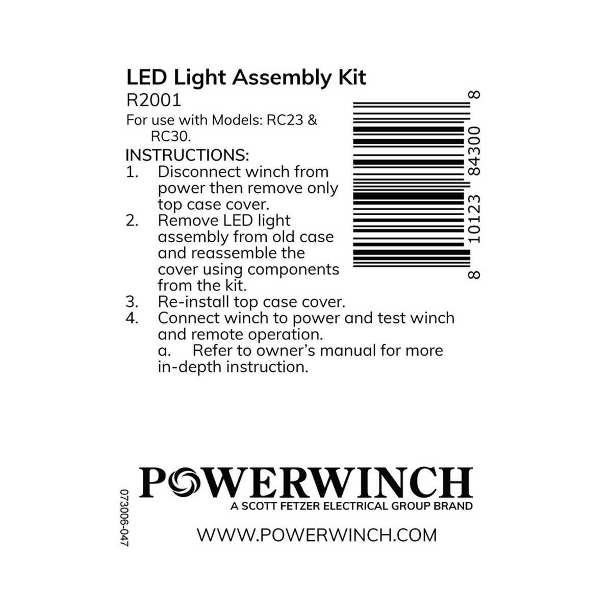 Powerwinch LED Light Assy Kit - RC23, RC30 - R2001