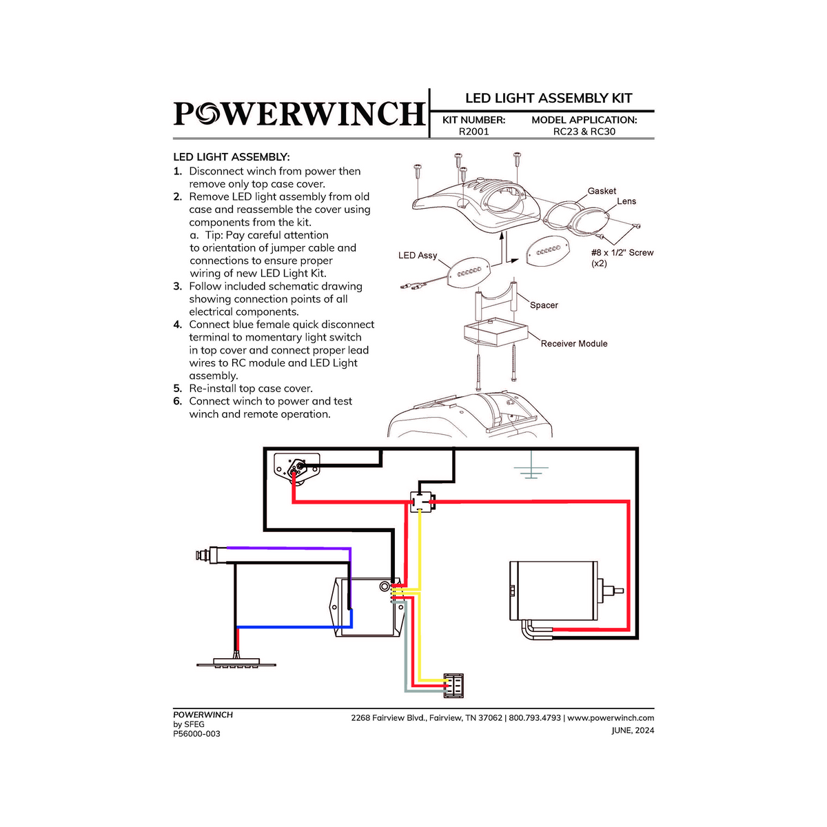 Powerwinch LED Light Assy Kit - RC23, RC30 - R2001