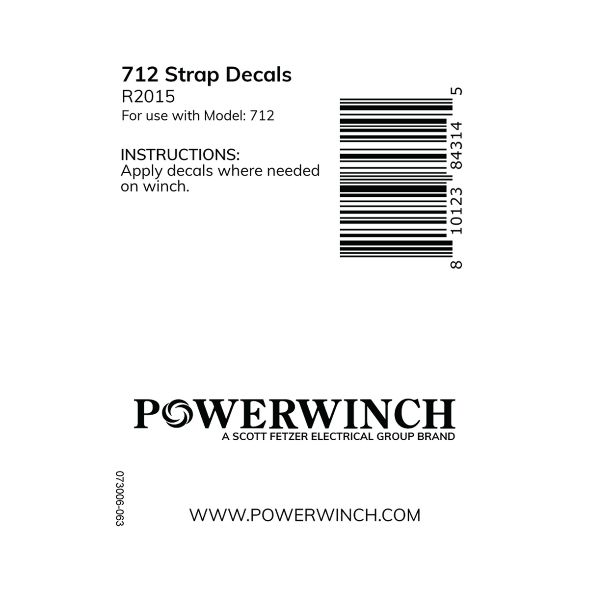 Powerwinch Strap Decals - 712 - R2015