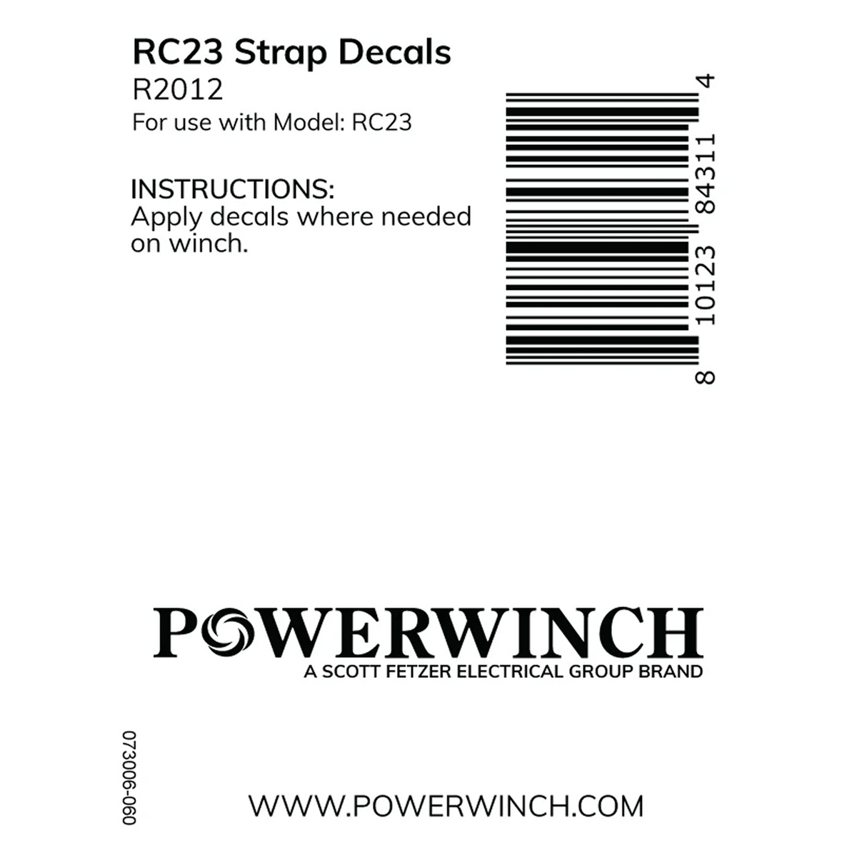 Powerwinch Strap Decals - RC23 - R2012