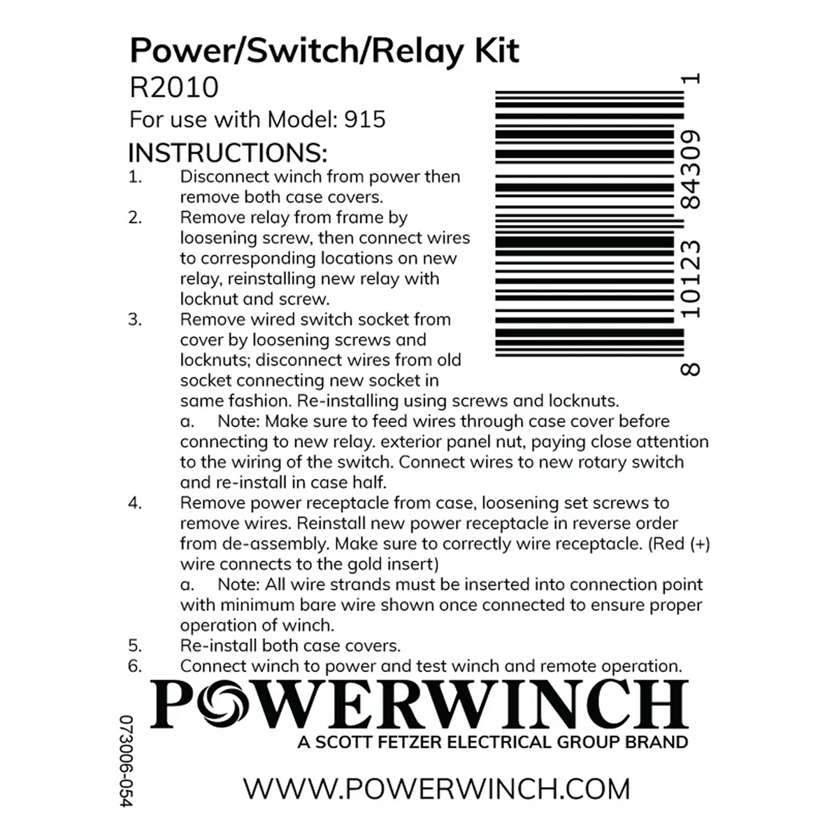 Powerwinch Power/Switch/Relay Kit - 915 - R2010