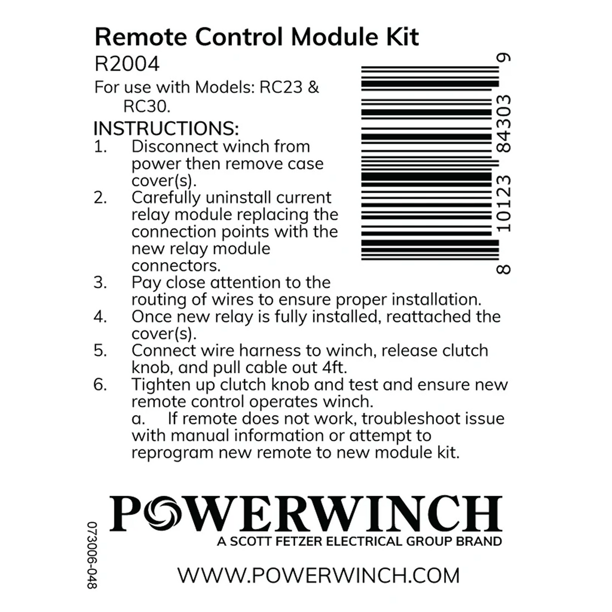 Powerwinch Remote Control Module Kit - RC23, RC30 - R2004