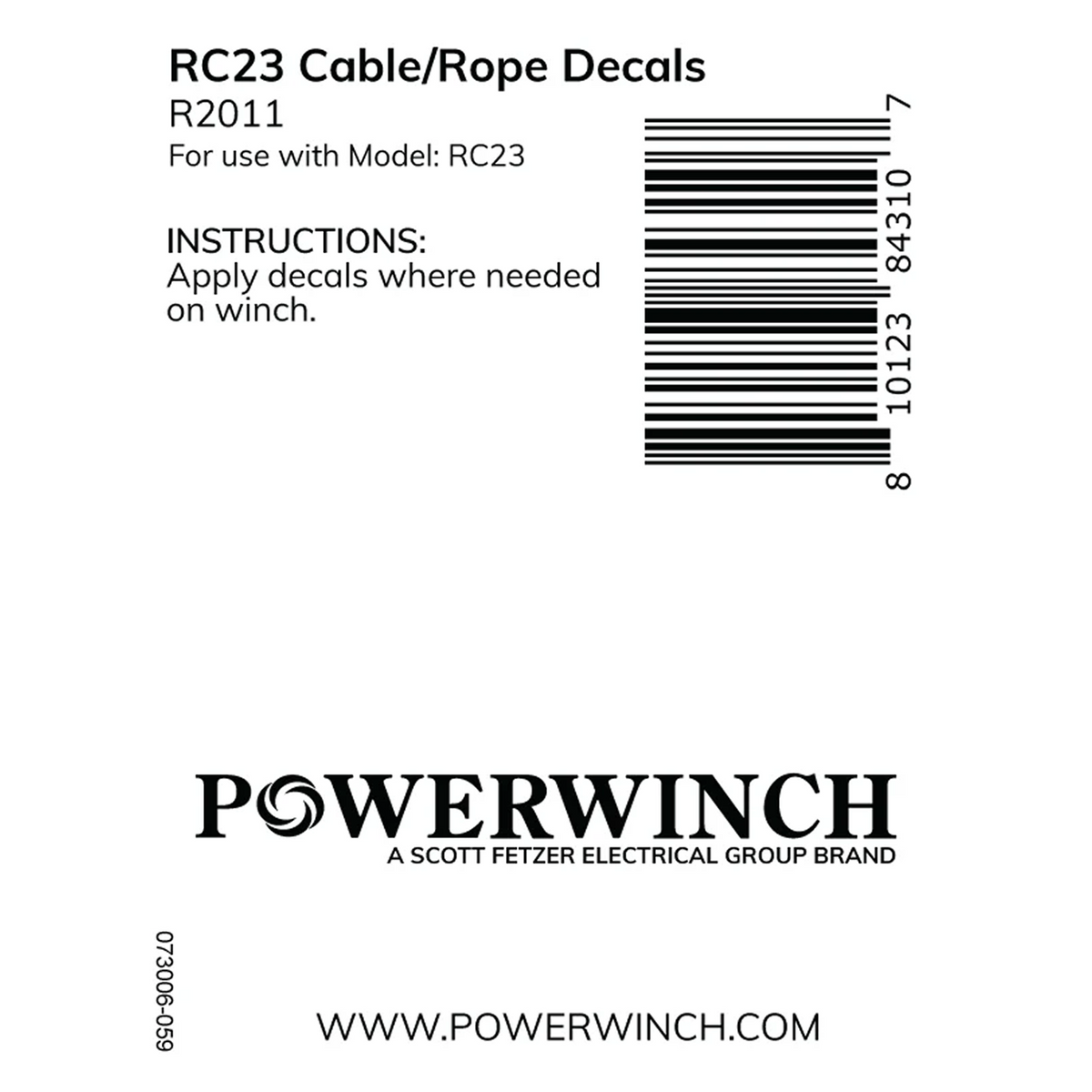 Powerwinch Cable/Rope Decals - RC23 - R2011