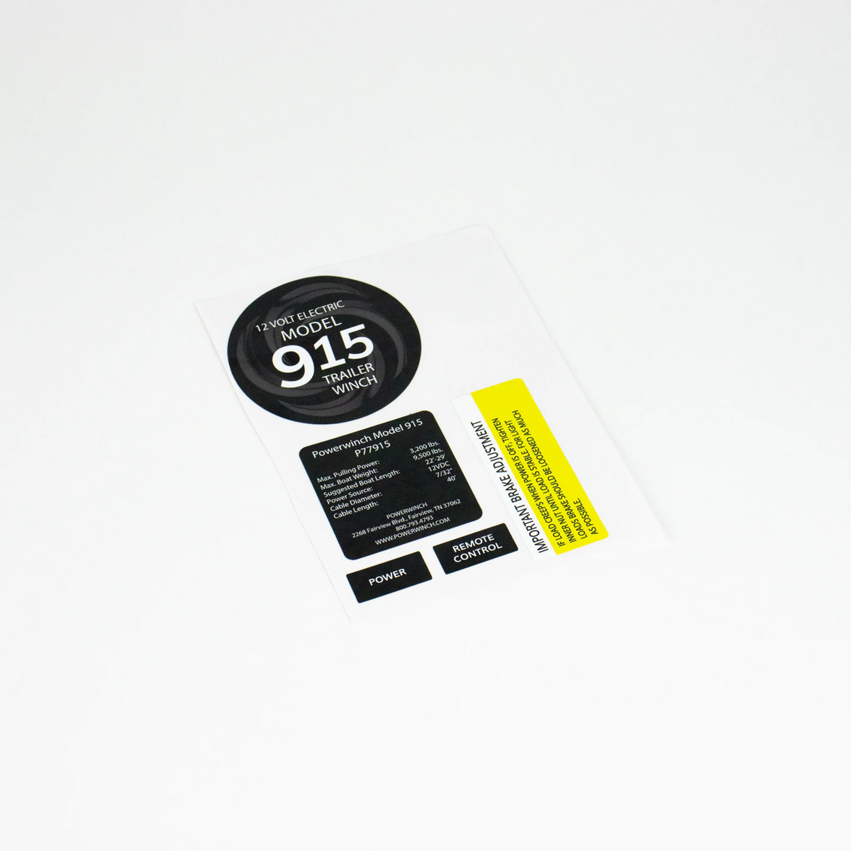 Powerwinch Cable/Rope Decals - 915 - R2017